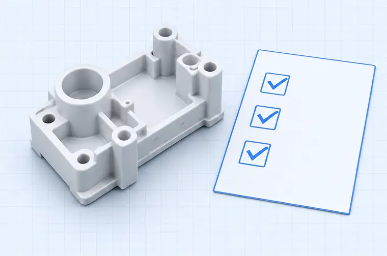 Illustration of a plastic part prepared for inspection