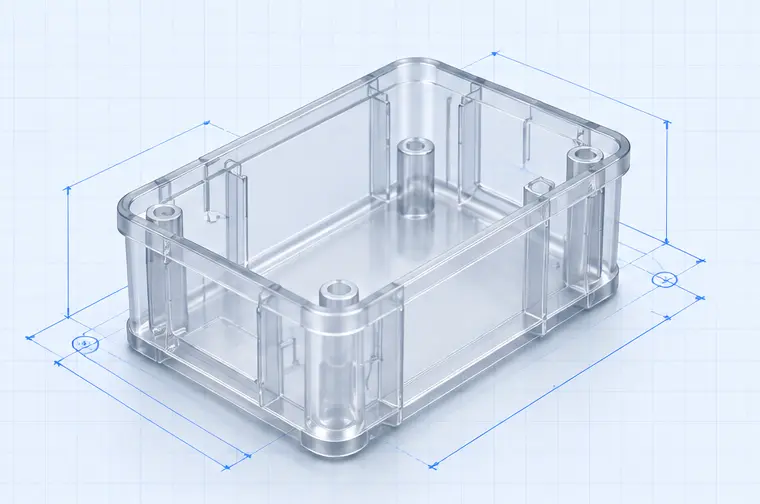Illustration of a molded plastic enclosure